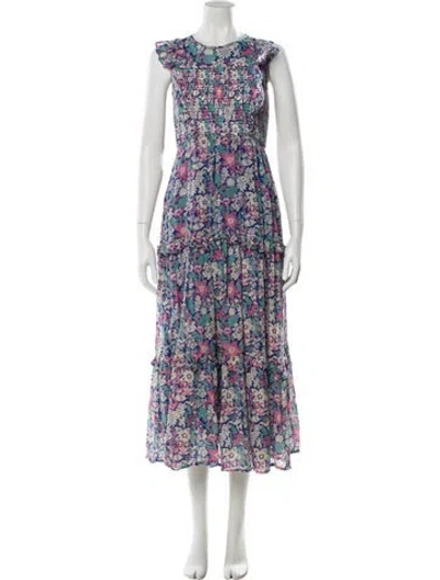 Pre-owned Banjanan Floral Print Long Dress In Blue