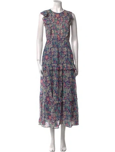 Pre-owned Banjanan Floral Print Long Dress In Blue