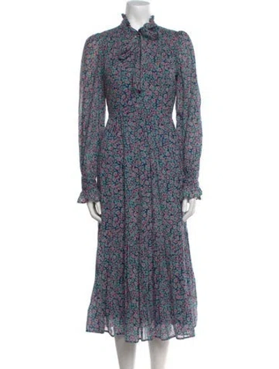 Pre-owned Banjanan Floral Print Long Dress In Blue
