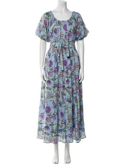 Pre-owned Banjanan Floral Print Long Dress In Blue