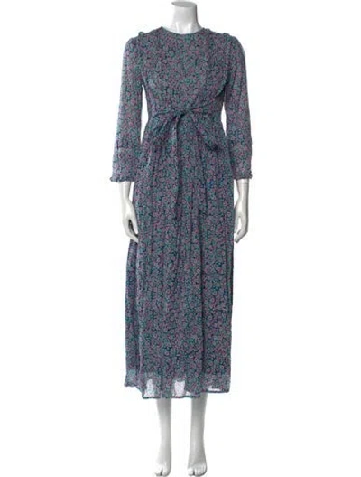 Pre-owned Banjanan Floral Print Long Dress In Blue