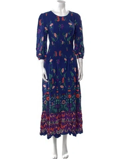 Pre-owned Banjanan Floral Print Long Dress In Blue