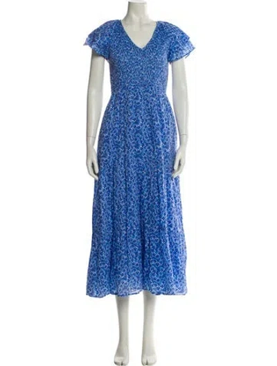 Pre-owned Banjanan Floral Print Long Dress In Blue