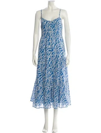 Pre-owned Banjanan Floral Print Long Dress In Blue