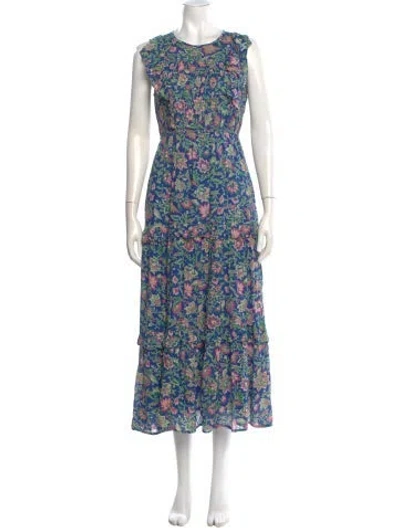 Pre-owned Banjanan Floral Print Long Dress In Blue