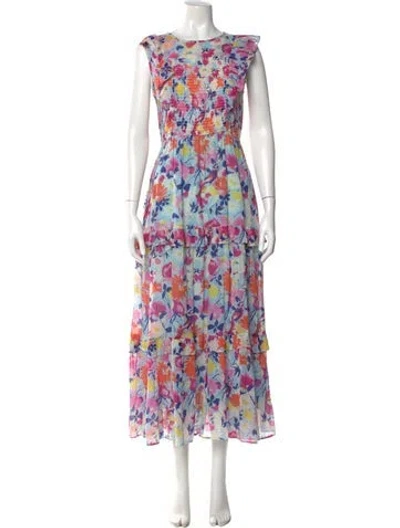 Pre-owned Banjanan Floral Print Long Dress In Blue