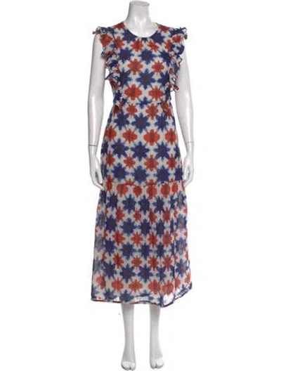 Pre-owned Banjanan Floral Print Long Dress In Blue