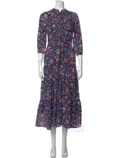Pre-owned Banjanan Floral Print Long Dress In Blue