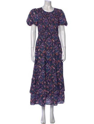 Pre-owned Banjanan Floral Print Long Dress In Blue
