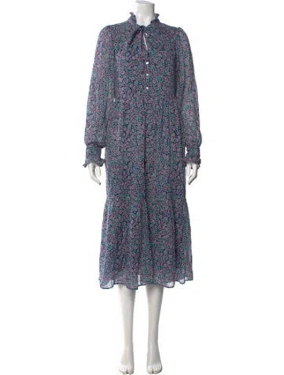 Pre-owned Banjanan Floral Print Long Dress In Blue
