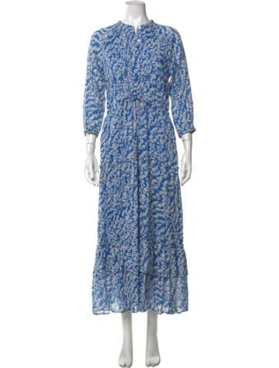 Pre-owned Banjanan Floral Print Long Dress In Blue
