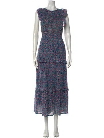 Pre-owned Banjanan Floral Print Long Dress In Blue