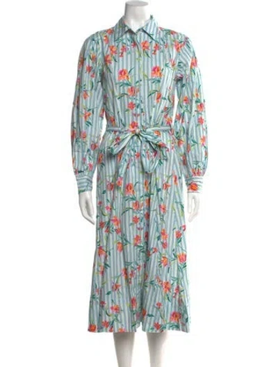 Pre-owned Banjanan Floral Print Long Dress In Blue