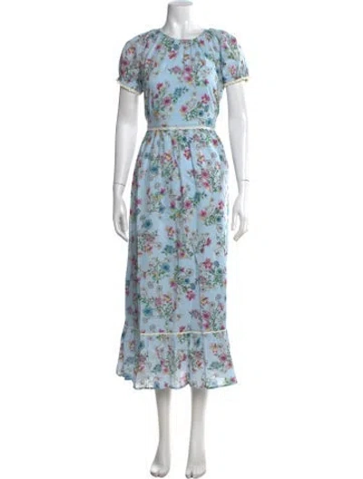 Pre-owned Banjanan Floral Print Long Dress In Blue