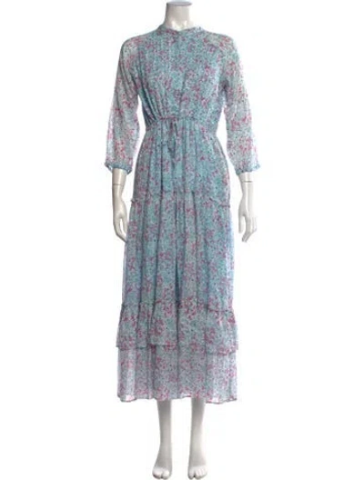 Pre-owned Banjanan Floral Print Long Dress In Blue