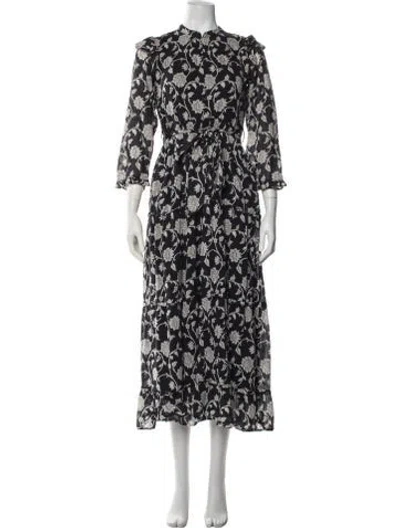 Pre-owned Banjanan Floral Print Long Dress In Blue