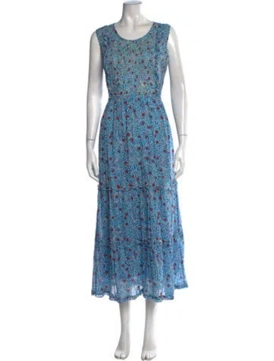 Pre-owned Banjanan Floral Print Long Dress In Blue