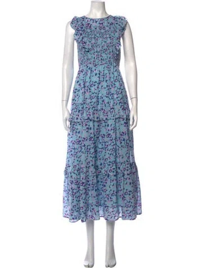 Pre-owned Banjanan Floral Print Long Dress In Blue