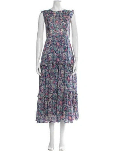 Pre-owned Banjanan Floral Print Long Dress In Blue