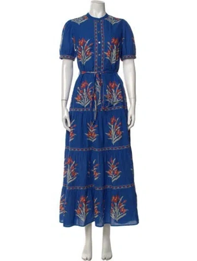 Pre-owned Banjanan Floral Print Long Dress In Blue