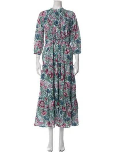 Pre-owned Banjanan Floral Print Long Dress In Blue