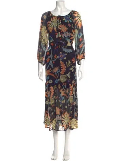Pre-owned Banjanan Floral Print Long Dress In Multi
