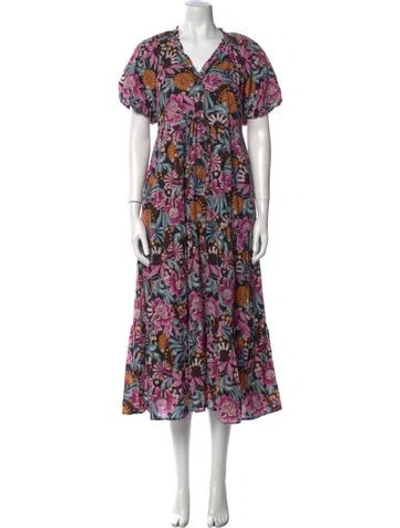 Pre-owned Banjanan Floral Print Long Dress In Multi