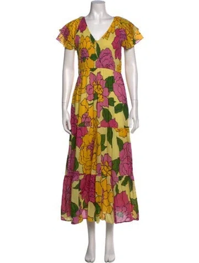 Pre-owned Banjanan Floral Print Long Dress In Multi