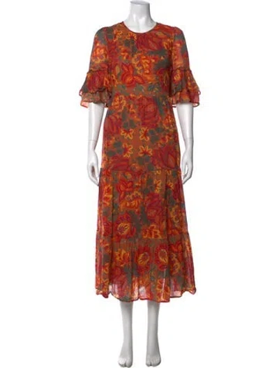 Pre-owned Banjanan Floral Print Long Dress In Multi