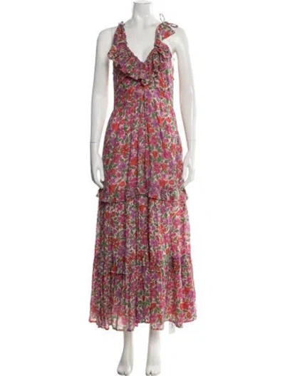 Pre-owned Banjanan Floral Print Long Dress In Multi
