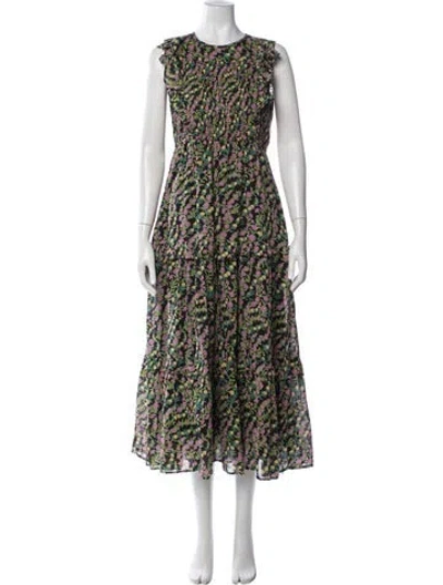 Pre-owned Banjanan Floral Print Long Dress In Multicolor