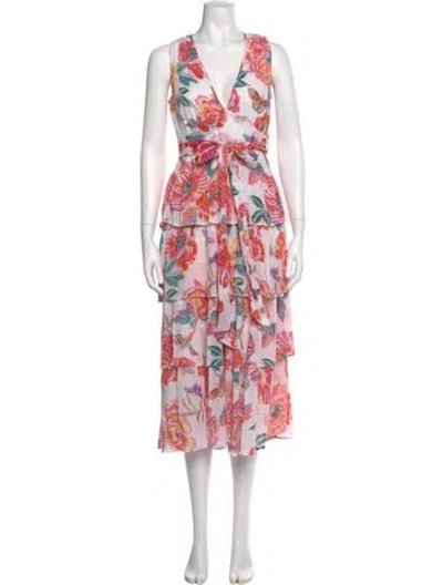 Pre-owned Banjanan Floral Print Long Dress In Neutral