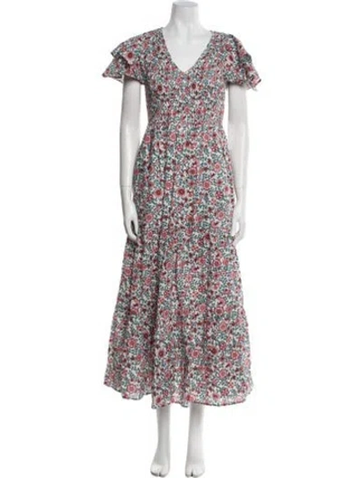 Pre-owned Banjanan Floral Print Long Dress In Neutral