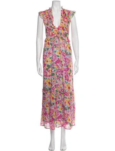Pre-owned Banjanan Floral Print Long Dress In Neutral