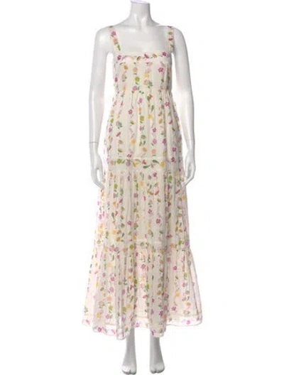 Pre-owned Banjanan Floral Print Long Dress In Neutral