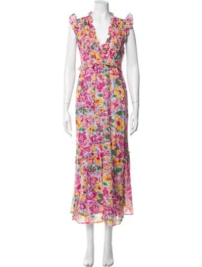 Pre-owned Banjanan Floral Print Long Dress In Neutral