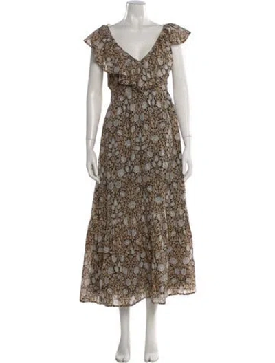 Pre-owned Banjanan Floral Print Long Dress In Neutral