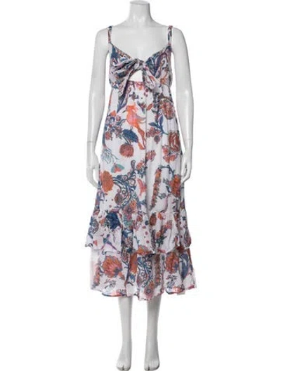 Pre-owned Banjanan Floral Print Long Dress In Neutral