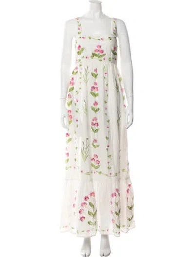 Pre-owned Banjanan Floral Print Long Dress In Neutral