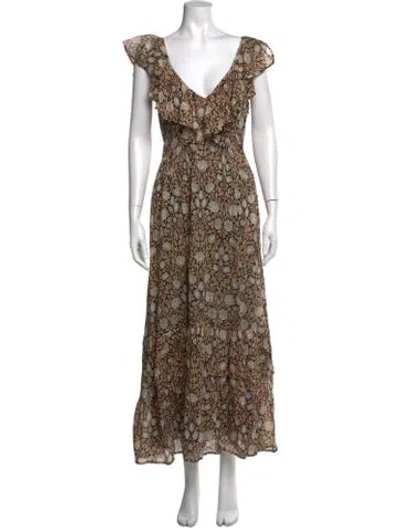 Pre-owned Banjanan Floral Print Long Dress In Neutral