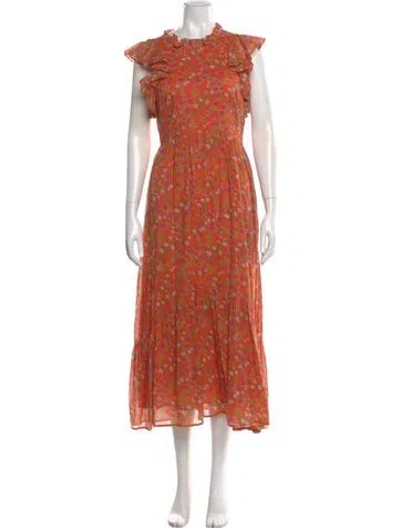 Pre-owned Banjanan Floral Print Long Dress In Orange