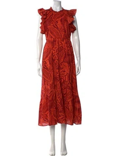 Pre-owned Banjanan Floral Print Long Dress In Orange