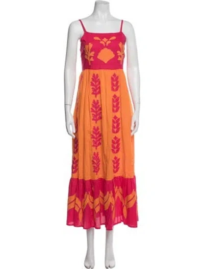 Pre-owned Banjanan Floral Print Long Dress In Orange