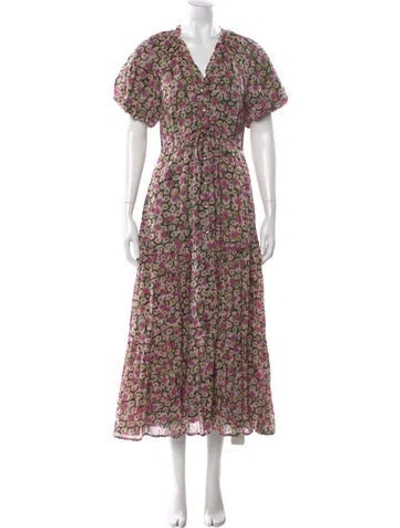 Pre-owned Banjanan Floral Print Long Dress In Pink