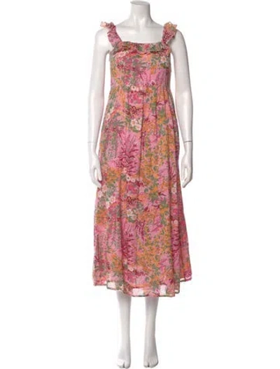 Pre-owned Banjanan Floral Print Long Dress In Pink
