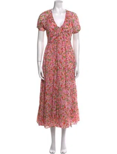 Pre-owned Banjanan Floral Print Long Dress In Pink