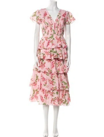 Pre-owned Banjanan Floral Print Long Dress In Pink