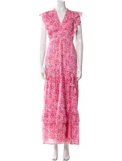 Pre-owned Banjanan Floral Print Long Dress In Pink
