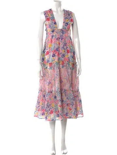 Pre-owned Banjanan Floral Print Long Dress In Pink