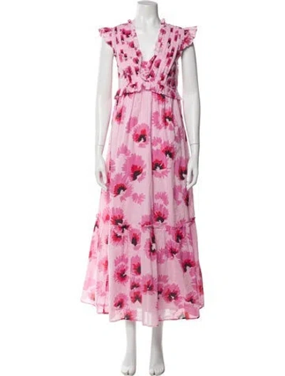 Pre-owned Banjanan Floral Print Long Dress In Pink